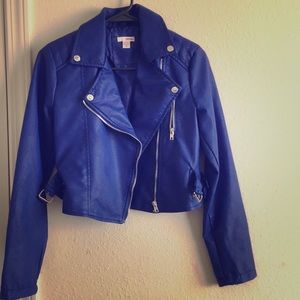 Blue jean leathered jacket
